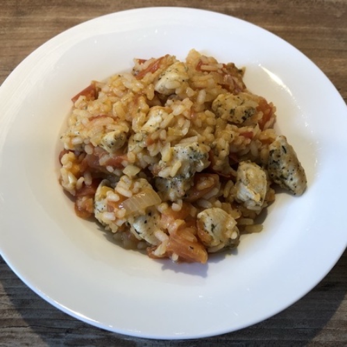 Bild von Tomaten-Risotto mit Huhn